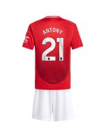 Manchester United Antony #21 Domácí dres pro děti 2024-25 Krátký Rukáv (+ trenýrky)